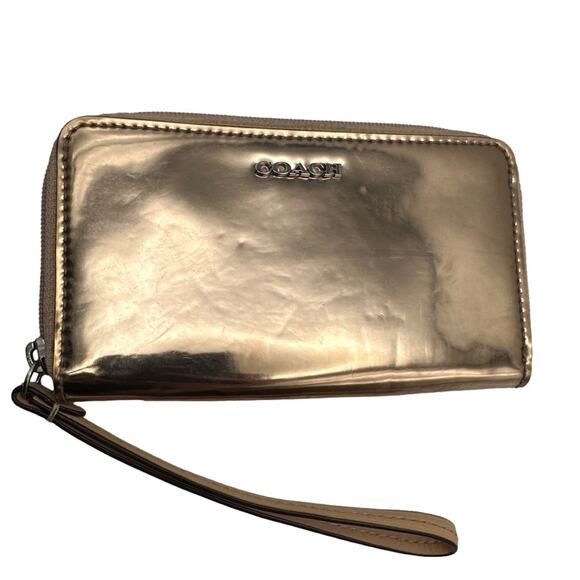 COACH Gold Metallic Wallet - Picture 1 of 6